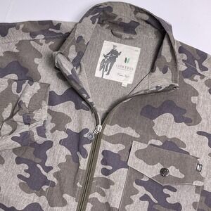Linksoul Men's XL Green Gray Camo Lightweight Windbreaker Full Zip Jacket EUC